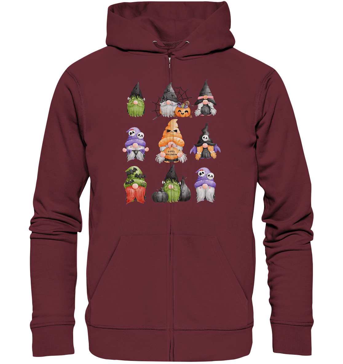 Halloween Gnome Shirt, Halloween Shirt, Herbst T-Shirt, Gnome Gesichter Shirt, Halloween Outfit, Wichtel Halloween Kostüm - Organic Zipper