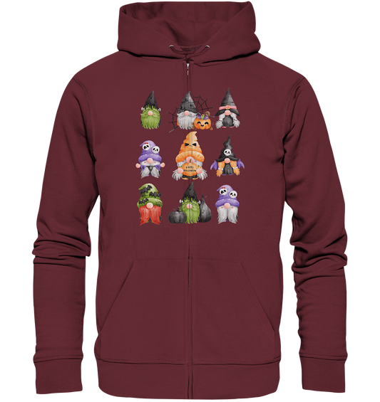 Halloween Gnome Shirt, Halloween Shirt, Herbst T-Shirt, Gnome Gesichter Shirt, Halloween Outfit, Wichtel Halloween Kostüm - Organic Zipper