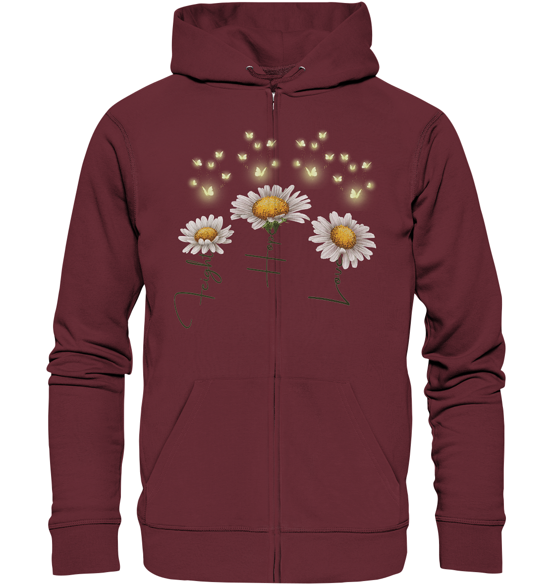 Kämpfe Hoffe Liebe Gänseblümchen Blumen - Organic Zipper