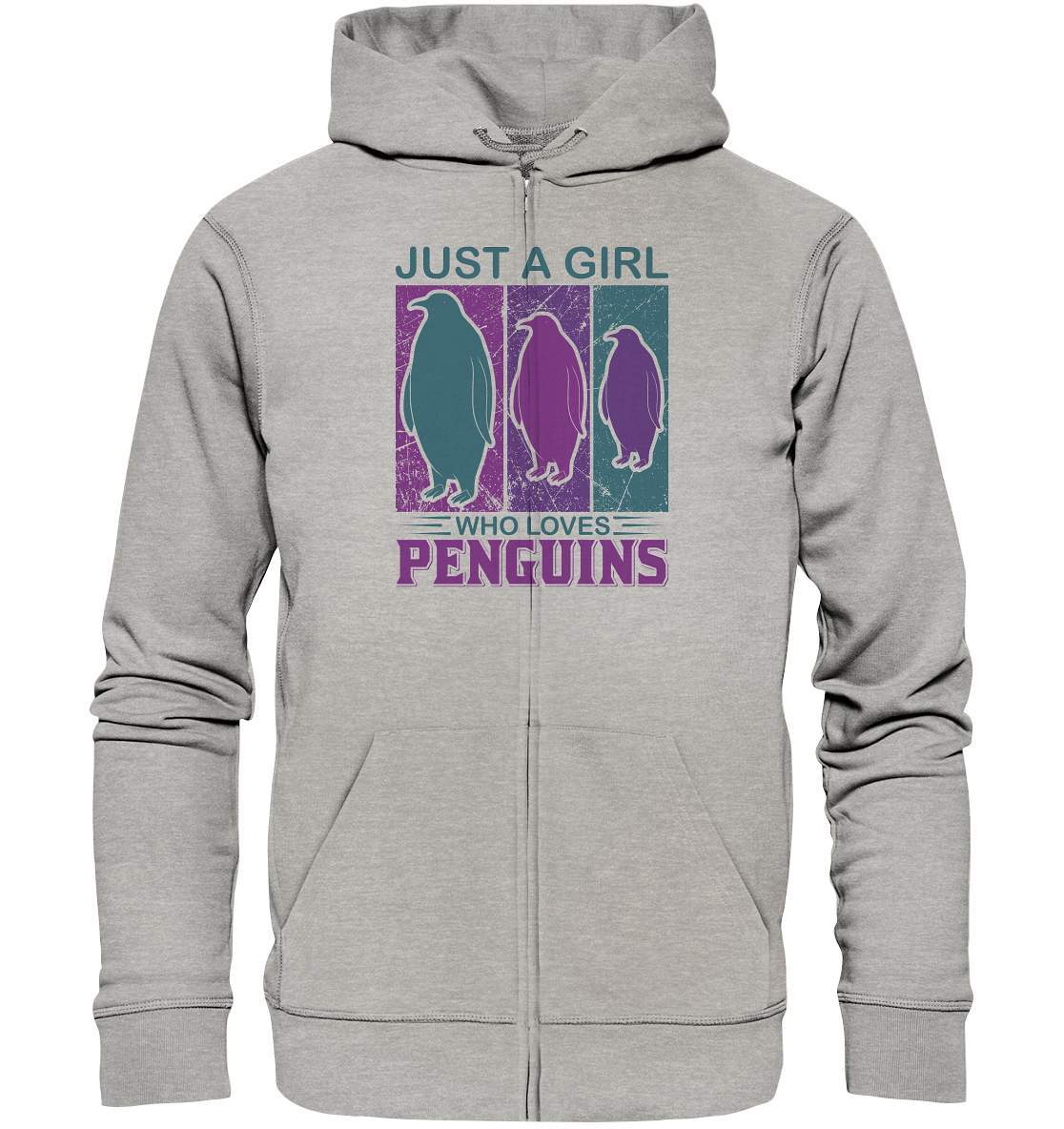 Pinguin Just a Girl who loves Penguins - Organic Zipper-bild pinguin,humboldt pinguin,Just a Girl who loves Penguins,pinguin,Pinguin Bild,pinguin clipart,pinguin comic,pinguin druck,pinguin shirt,pinguin t-shirt,plitsch platsch pinguin