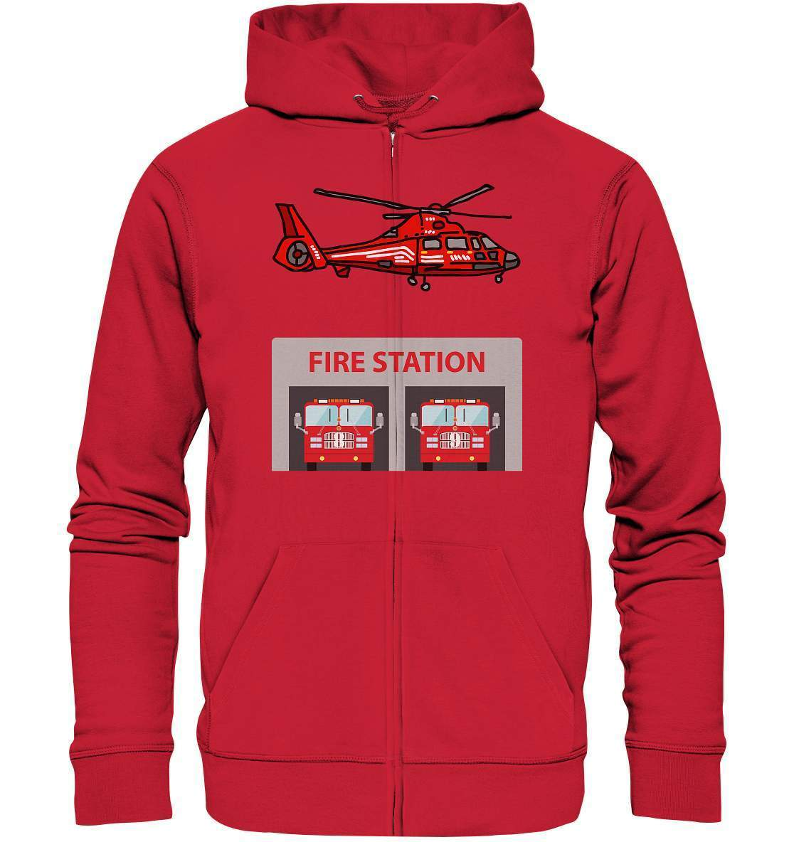 Feuerwehr Helikopter Fire Station - Organic Zipper-berufsfeuerwehr,feuerwehr,Feuerwehrfrau,Feuerwehrmann,freiwillige feuerwehr,geschenk,helikopter,jugendfeuerwehr,jungen,mädchen