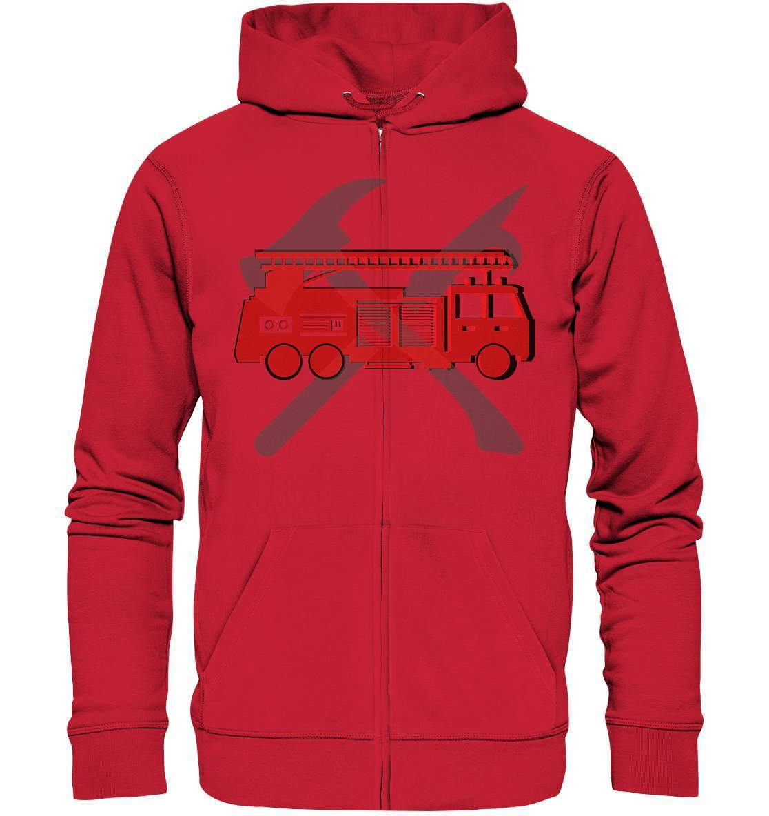 Feuerwehr Auto und Feuerlöschwerkzeuge - Organic Zipper-berufsfeuerwehr,feuerwehr,Feuerwehrfrau,Feuerwehrmann,freiwillige feuerwehr,geschenk,helikopter,jugendfeuerwehr,jungen,mädchen