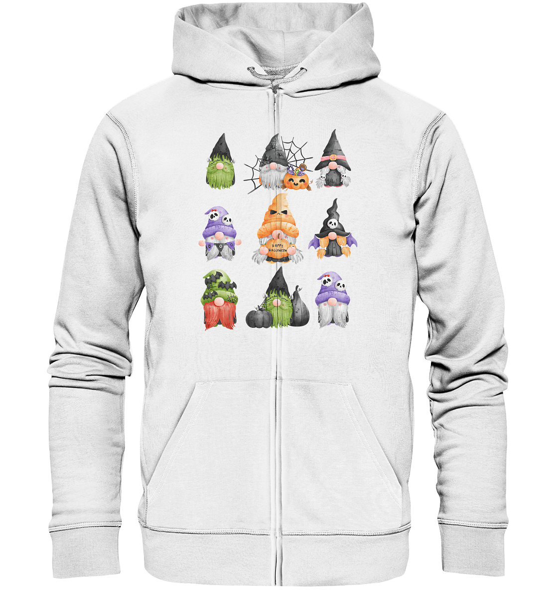 Halloween Gnome Shirt, Halloween Shirt, Herbst T-Shirt, Gnome Gesichter Shirt, Halloween Outfit, Wichtel Halloween Kostüm - Organic Zipper