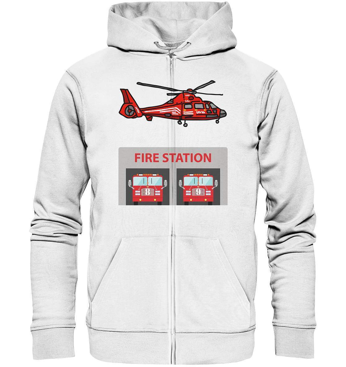 Feuerwehr Helikopter Fire Station - Organic Zipper-berufsfeuerwehr,feuerwehr,Feuerwehrfrau,Feuerwehrmann,freiwillige feuerwehr,geschenk,helikopter,jugendfeuerwehr,jungen,mädchen