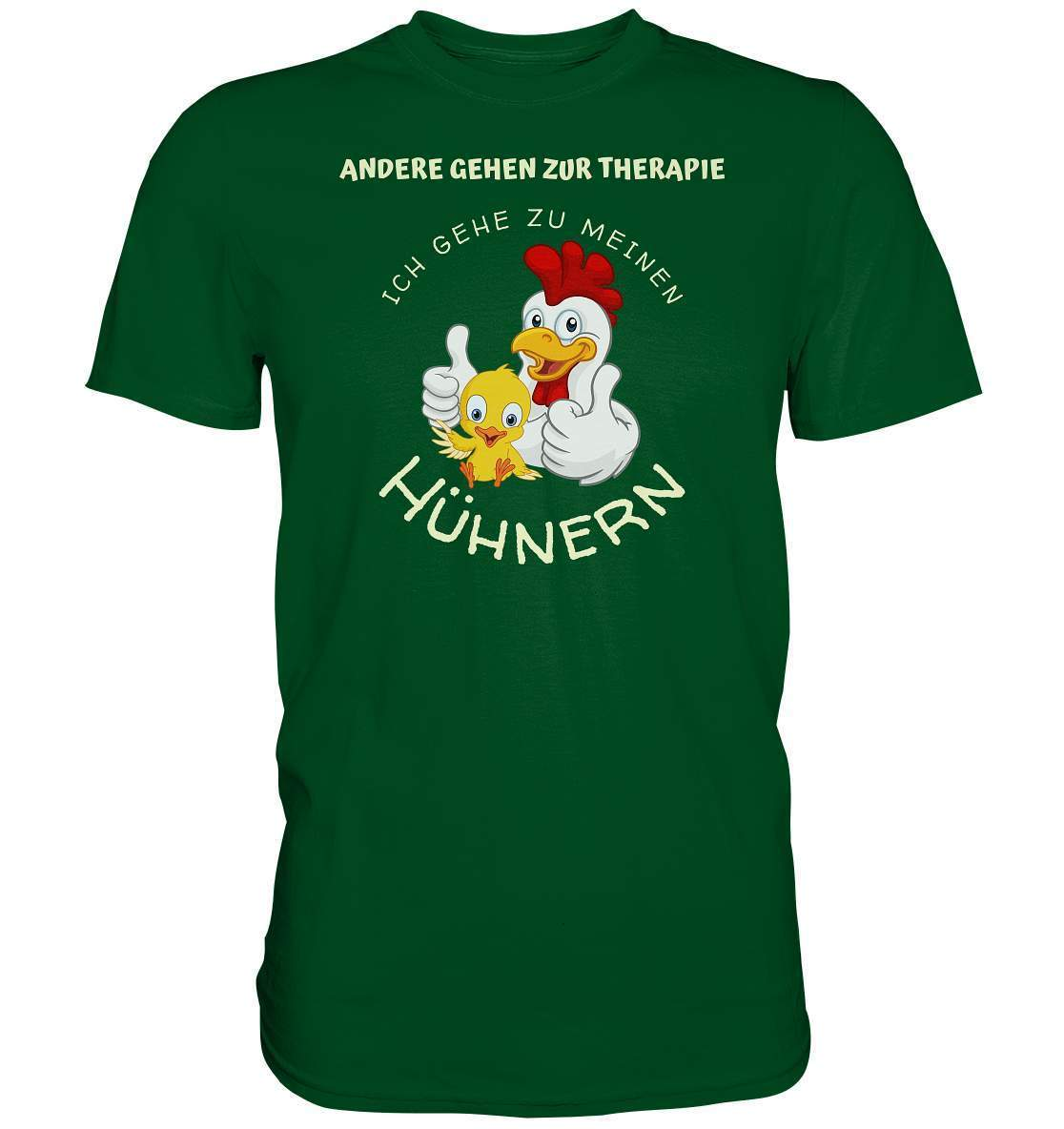 Hühner - Therapie  Lustiges Landwirt Geflügel Bauer - Premium Shirt-bauer,geflügel,geflügelverein,Geschenk,geschenkidee,hahn,hobbyzucht,hobbyzüchter,hunh,hähnchen,hähne,hühnchen,hühner,hühner therapie,hühnerfarm,hühnerstall,hühnerzüchter,landwirt,verrücktes Huhn