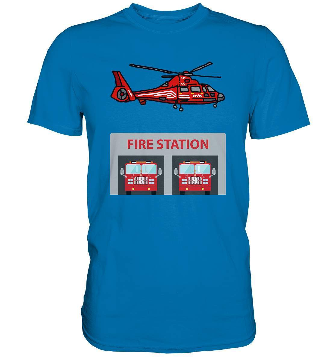 Feuerwehr Helikopter Fire Station - Premium Shirt-berufsfeuerwehr,feuerwehr,Feuerwehrfrau,Feuerwehrmann,freiwillige feuerwehr,geschenk,helikopter,jugendfeuerwehr,jungen,mädchen