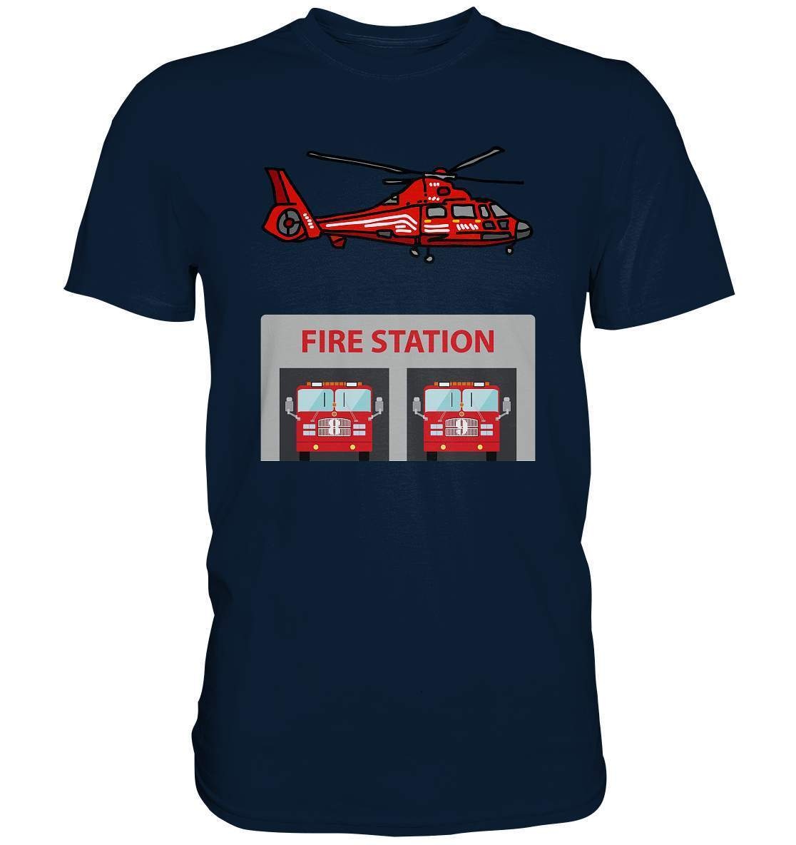 Feuerwehr Helikopter Fire Station - Premium Shirt-berufsfeuerwehr,feuerwehr,Feuerwehrfrau,Feuerwehrmann,freiwillige feuerwehr,geschenk,helikopter,jugendfeuerwehr,jungen,mädchen