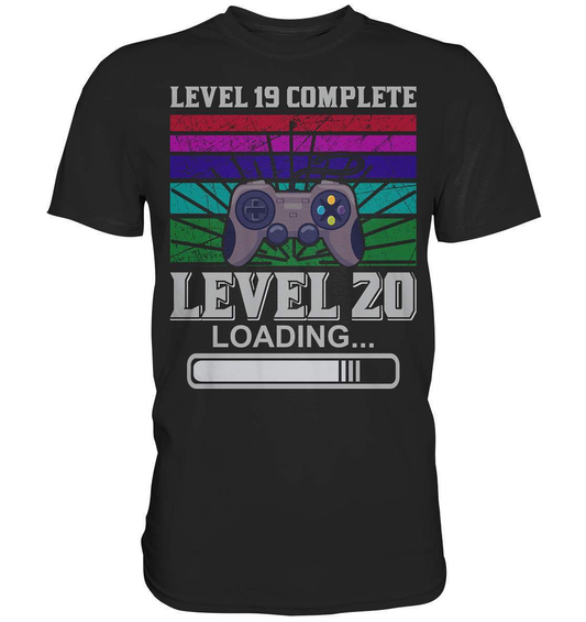 Zocker Outfit zum Geburtstag Level 19 Completed Level 20 Loading - Premium Shirt-computer,controller,gamepad,gamer,geboren zum zocken,geborener zocker,joystick,Konsole,Level 19 completed,spielkonsole,zocken,zockerleidenschaft