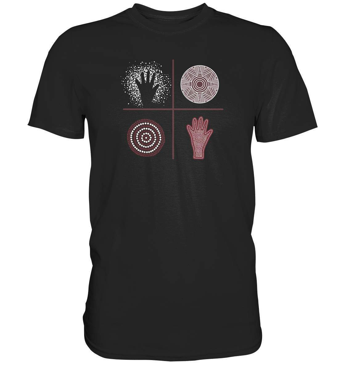 Aboriginal Australian Kunst in Perfektion - Premium Shirt-aborigines,dotart,eingeboren,eingeborene australien,hand,kunst australien,Punktart,punkte,Punktkunst,stammeskunst,tasmanisch