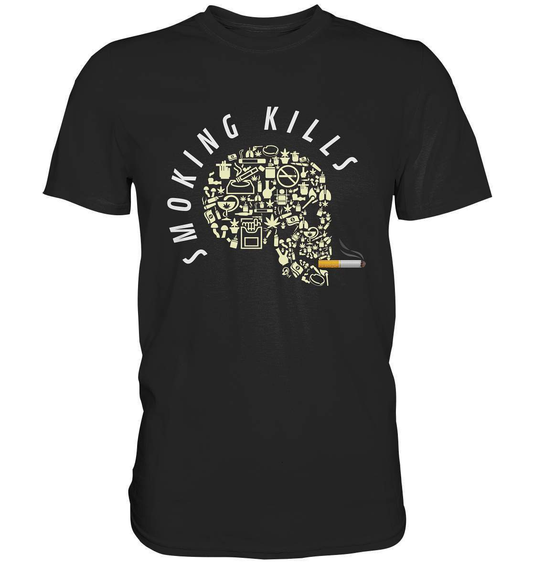 Nichtraucher "Smoking Kills" Skull mit Zigarette Geschenk - Premium Shirt-Aschenbecher,bong,canabis,gesund leben,nichtraucher,rauchen,rauchen ist tödlich,rauchen tötet,raucher,wasserpfeiffe,Zigaretten,zigarettenschachtel