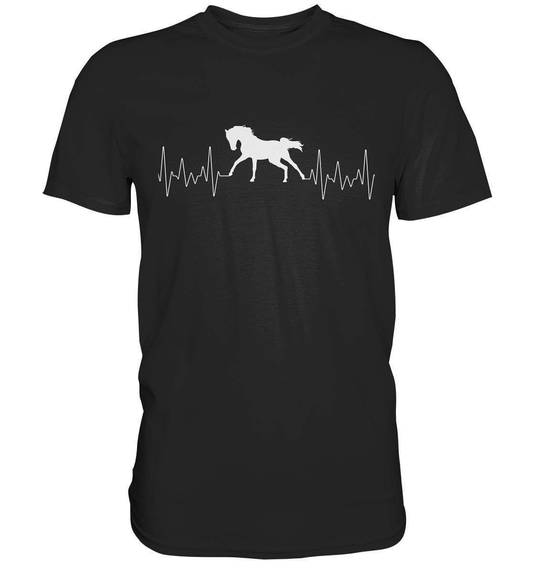 Herzschlag Pferd Liebe Frequenz Puls Liebhaber Reiter Herz - Premium Shirt-dressur,dressurreiter,fohlen,hengst,Herz,Herzschlag,hufeisen,pferd,pferde,pferdesport,pferdesprüche,pony,ponyhof,quarterhorse,reiter,reitersprüche,reitsport,ross,sattel,sliding stop,sportpferde,springreiten,stute,westernpferd,westernreiten