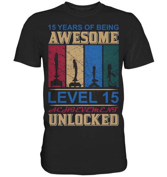 Zocker Outfit zum Geburtstag Level 15 unlocked - Premium Shirt-computer,controller,gamepad,gamer,geboren zum zocken,geborener zocker,joystick,Konsole,Level 15 unlocked,spielkonsole,zocken,zockerleidenschaft