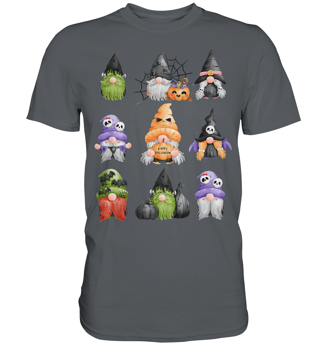 Halloween Gnome Shirt, Halloween Shirt, Herbst T-Shirt, Gnome Gesichter Shirt, Halloween Outfit, Wichtel Halloween Kostüm - Premium Shirt