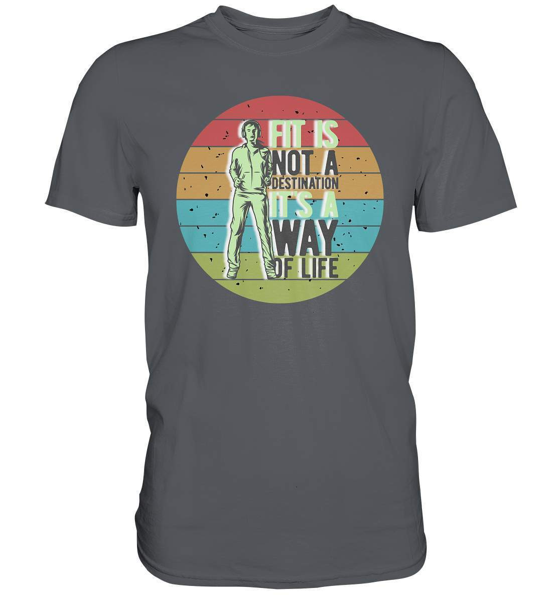 Fit is not a destination - Vintage Fun - Premium Shirt-Fitness,Fitness & Sport,Fitnessstudio,Fun Shirt,Hobbie,schön,Sportstil,Statement,Training,Vintage