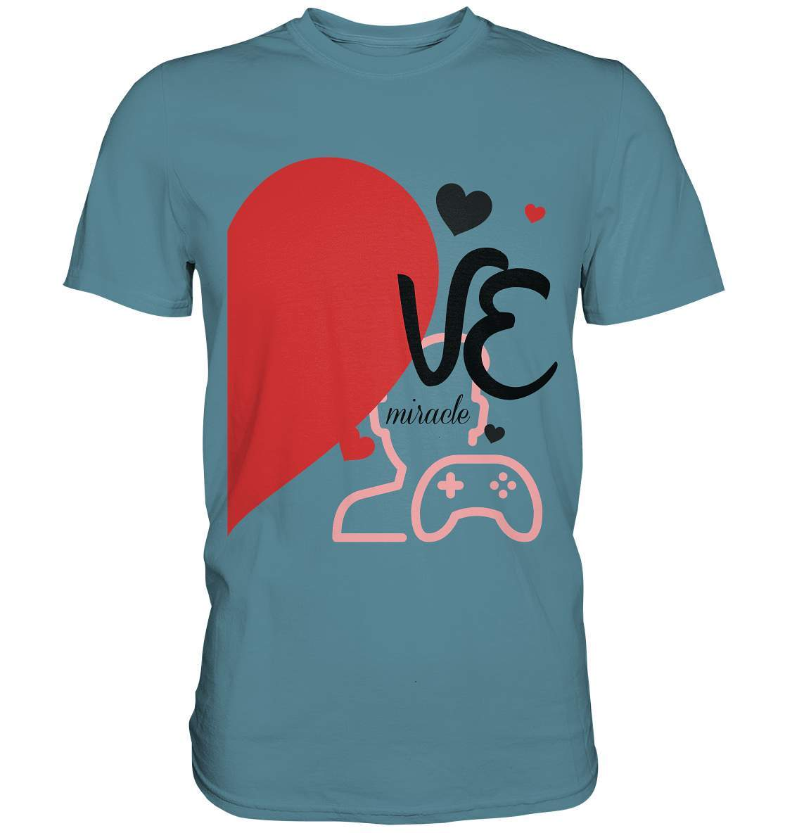 Valentinstag "VE Miracle" Gaming couple Perfekt für Zocker Pärchen - Premium Shirt-14. Februar,be my valentine,gamer,gaming couple,große Liebe,herz,liebe,lover,tag der verliebten,valentines day,Valentinstag,Valentinstag für Frauen,Valentinstag für Männer,Valentinstag Geschenk,Valentinstag Ideen,verliebt