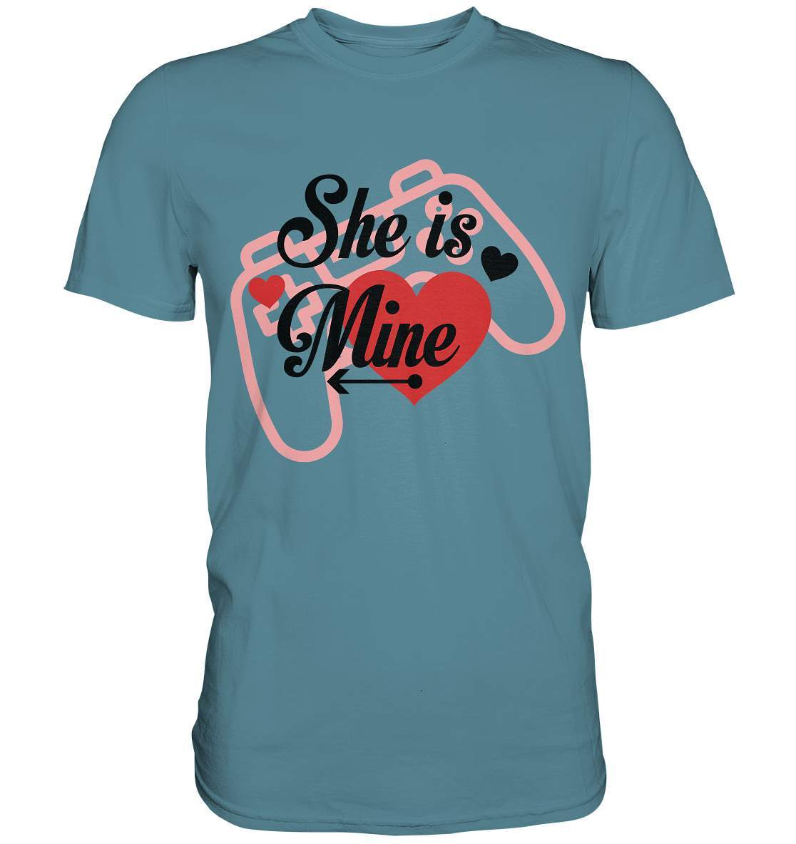 Valentinstag She is mine ❤️ - Premium Shirt-14. Februar,be my valentine,couple,große Liebe,herz,liebe,lover,she is mine,tag der verliebten,valentines day,Valentinstag,Valentinstag Geschenk,Valentinstag Ideen,Valentinstag Partnerlook,verliebt