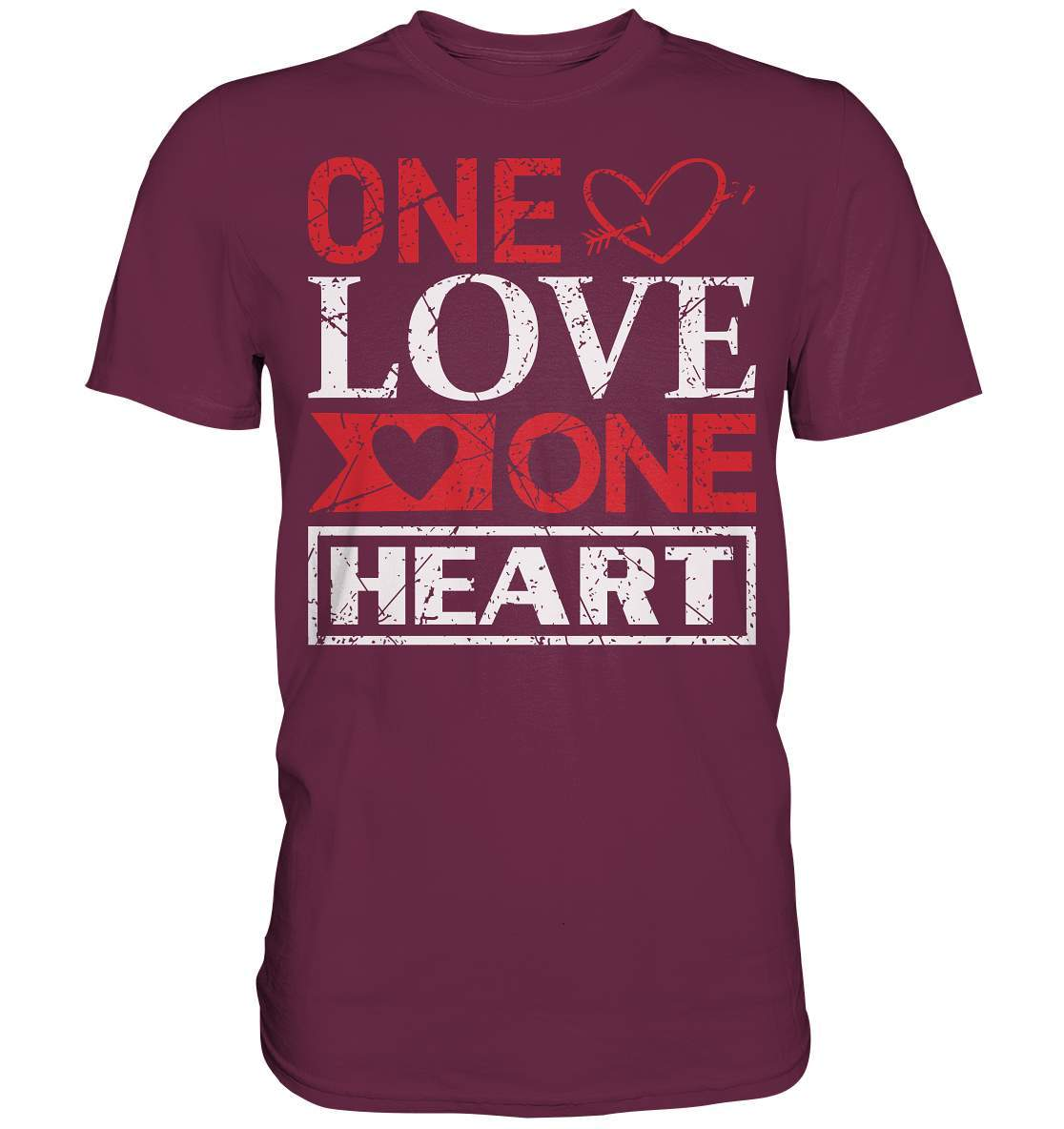 Valentinstag One Love one Heart - Premium Shirt-14. Februar,be my valentine,couple,große Liebe,lover,one love one heart,tag der verliebten,valentines day,Valentinstag,Valentinstag Geschenk,Valentinstag Ideen,Valentinstag Partnerlook,verliebt