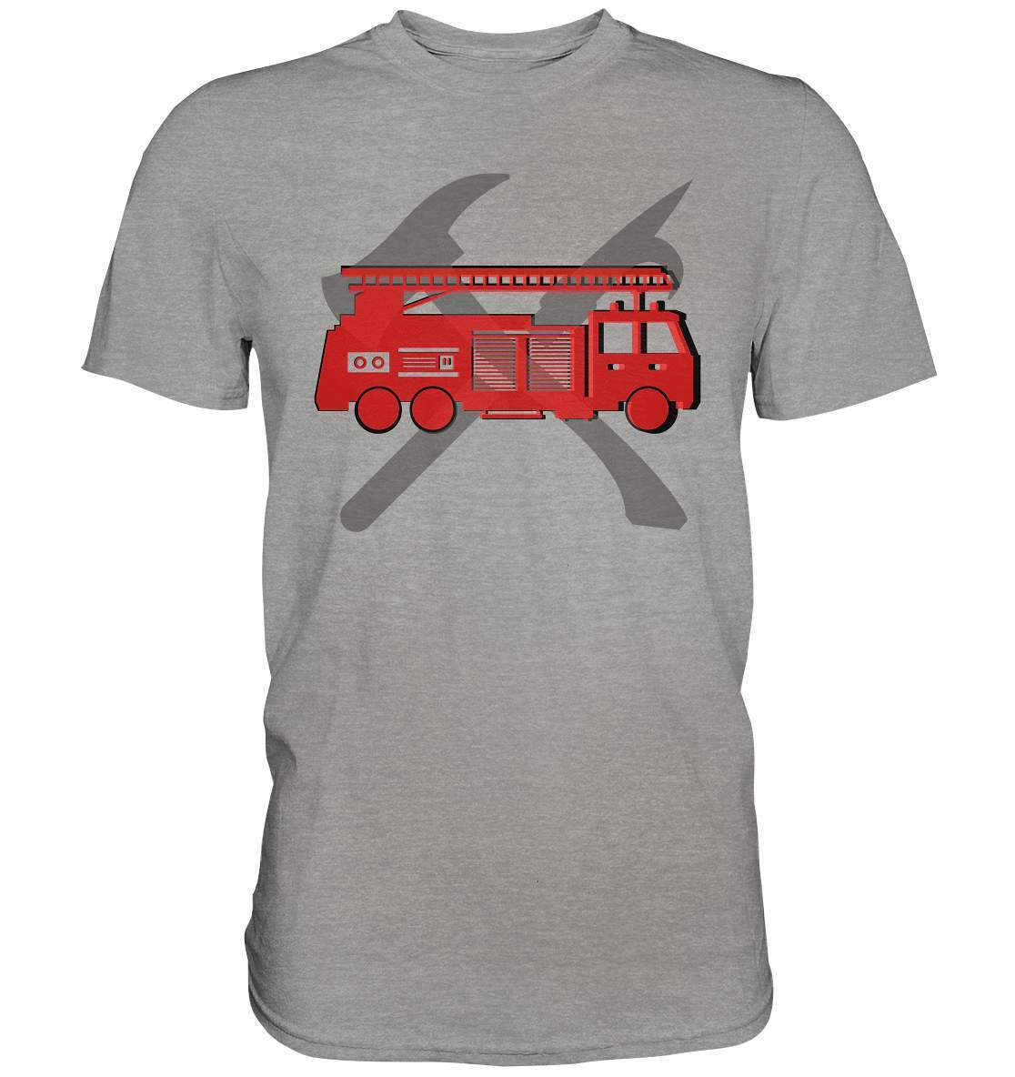 Feuerwehr Auto und Feuerlöschwerkzeuge - Premium Shirt-berufsfeuerwehr,feuerwehr,Feuerwehrfrau,Feuerwehrmann,freiwillige feuerwehr,geschenk,helikopter,jugendfeuerwehr,jungen,mädchen