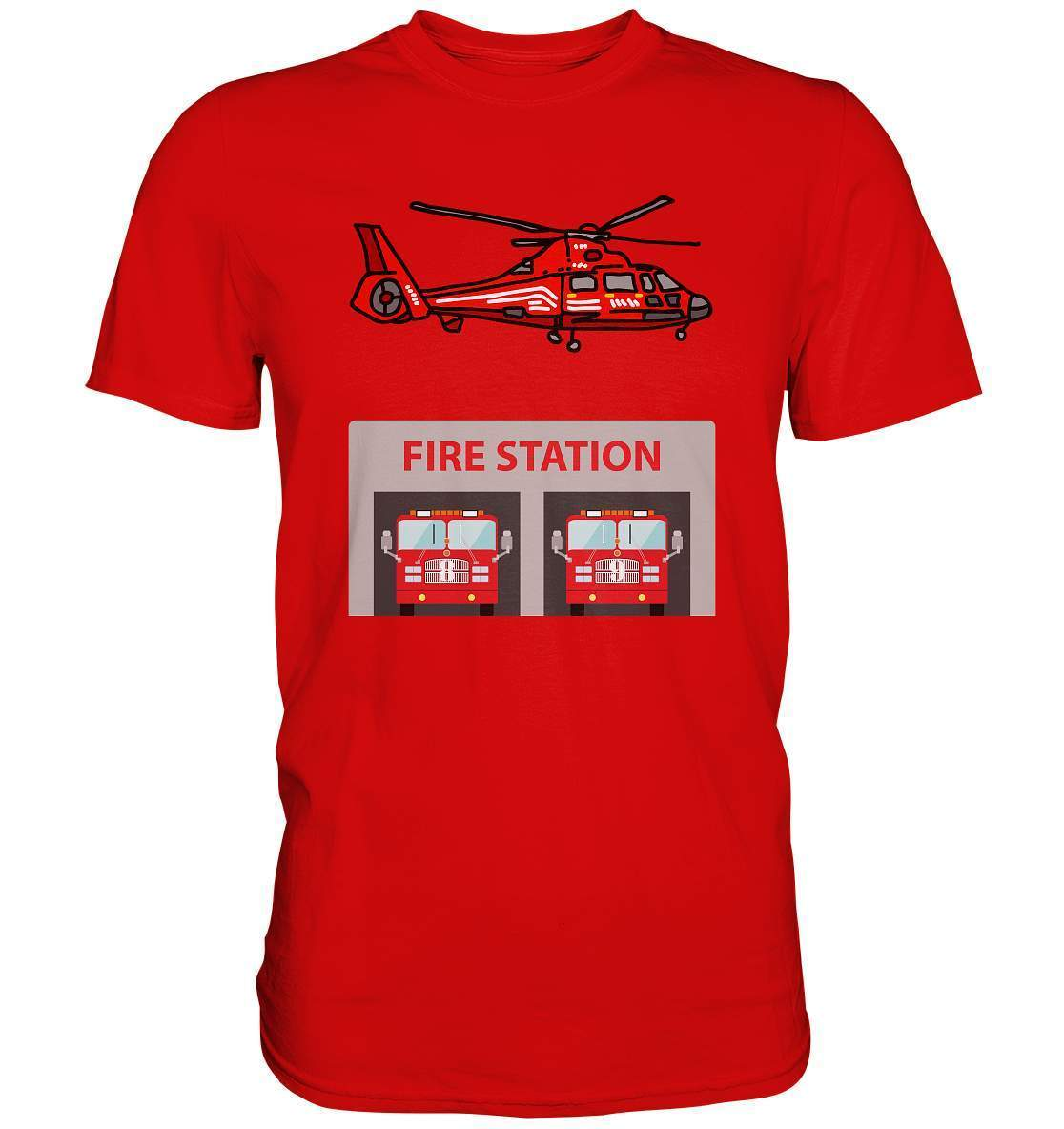 Feuerwehr Helikopter Fire Station - Premium Shirt-berufsfeuerwehr,feuerwehr,Feuerwehrfrau,Feuerwehrmann,freiwillige feuerwehr,geschenk,helikopter,jugendfeuerwehr,jungen,mädchen