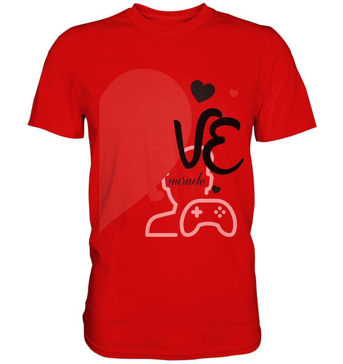 Valentinstag "VE Miracle" Gaming couple Perfekt für Zocker Pärchen - Premium Shirt-14. Februar,be my valentine,gamer,gaming couple,große Liebe,herz,liebe,lover,tag der verliebten,valentines day,Valentinstag,Valentinstag für Frauen,Valentinstag für Männer,Valentinstag Geschenk,Valentinstag Ideen,verliebt