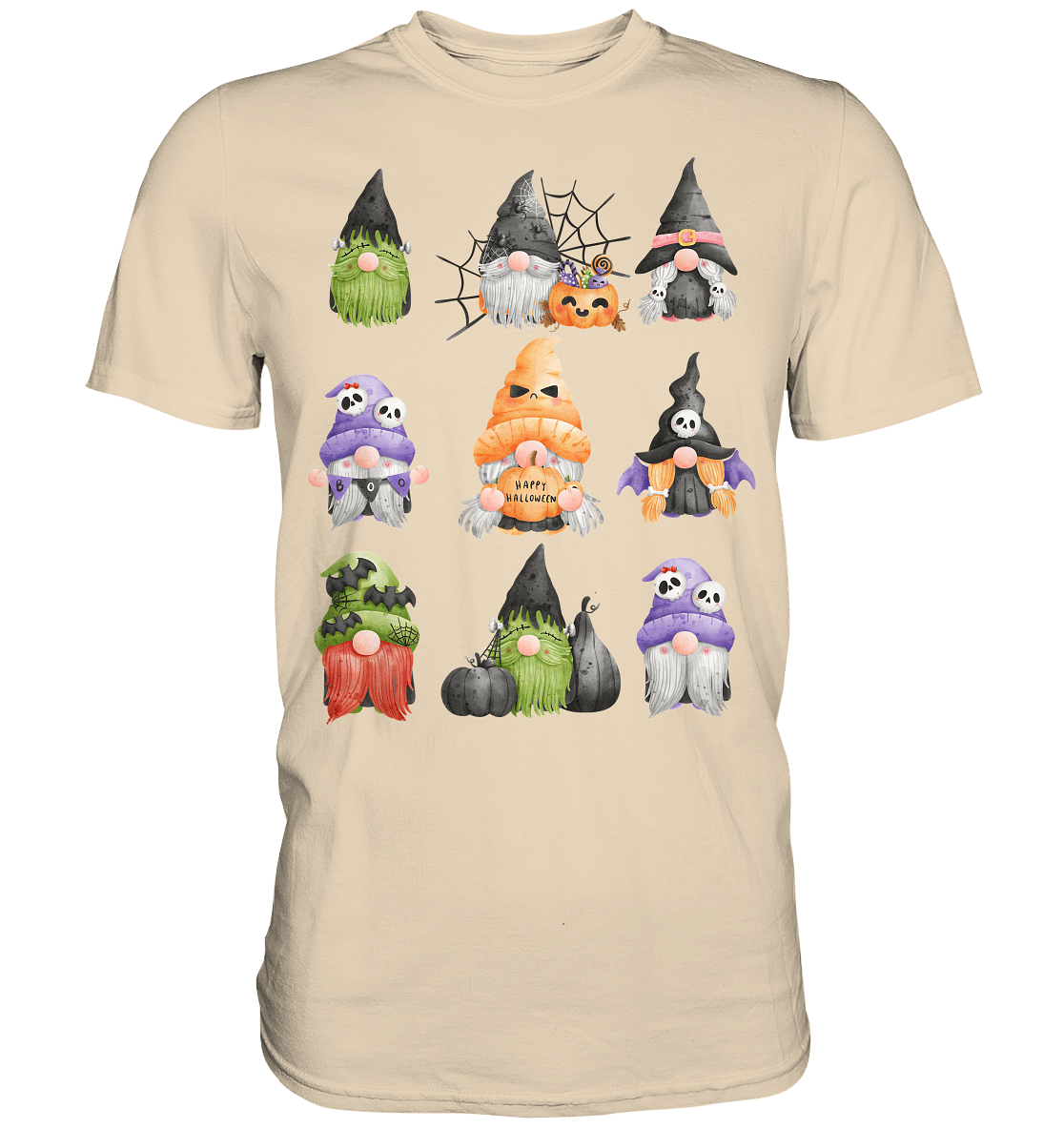 Halloween Gnome Shirt, Halloween Shirt, Herbst T-Shirt, Gnome Gesichter Shirt, Halloween Outfit, Wichtel Halloween Kostüm - Premium Shirt