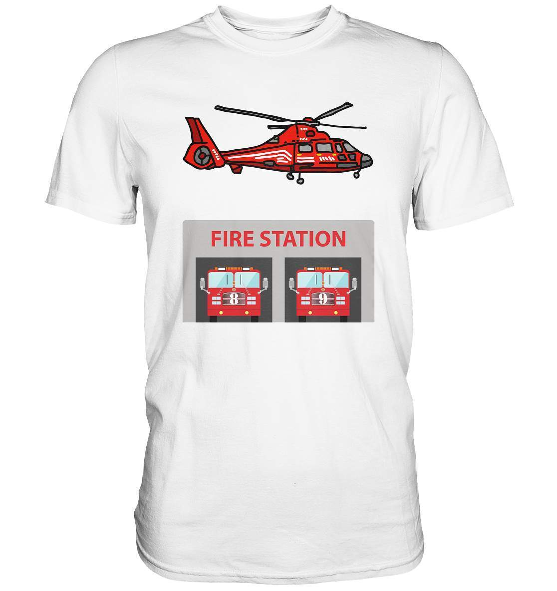 Feuerwehr Helikopter Fire Station - Premium Shirt-berufsfeuerwehr,feuerwehr,Feuerwehrfrau,Feuerwehrmann,freiwillige feuerwehr,geschenk,helikopter,jugendfeuerwehr,jungen,mädchen