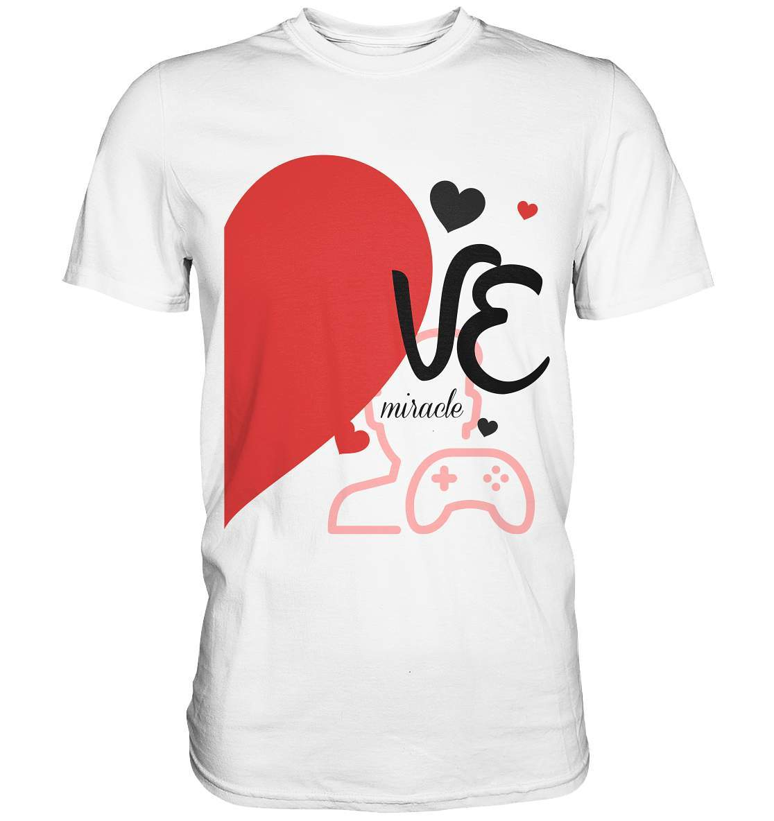 Valentinstag "VE Miracle" Gaming couple Perfekt für Zocker Pärchen - Premium Shirt-14. Februar,be my valentine,gamer,gaming couple,große Liebe,herz,liebe,lover,tag der verliebten,valentines day,Valentinstag,Valentinstag für Frauen,Valentinstag für Männer,Valentinstag Geschenk,Valentinstag Ideen,verliebt