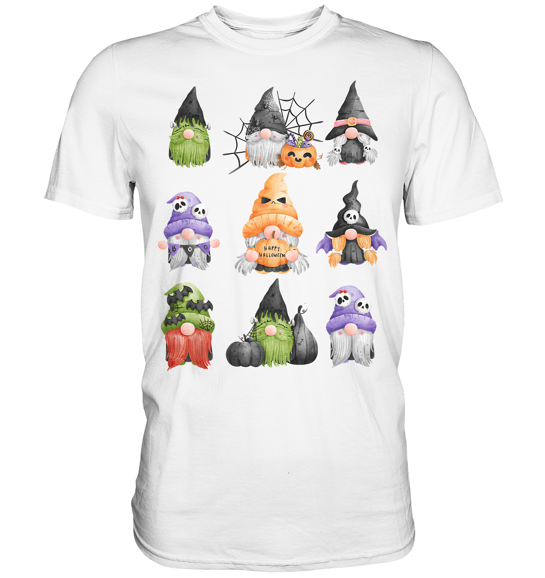 Halloween Gnome Shirt, Halloween Shirt, Herbst T-Shirt, Gnome Gesichter Shirt, Halloween Outfit, Wichtel Halloween Kostüm - Premium Shirt