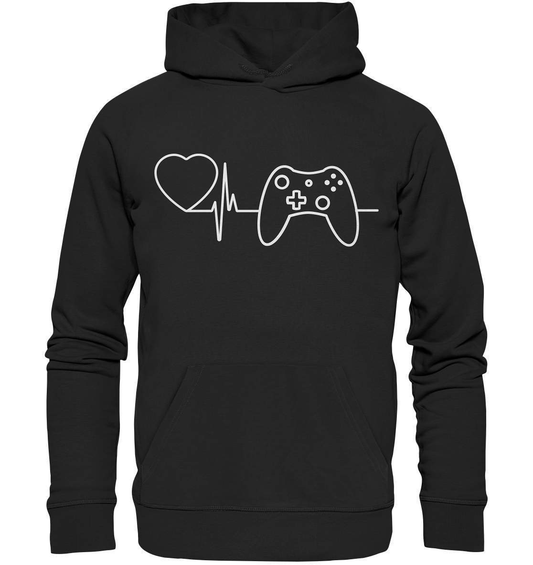 Lustige Zocker Gamer Gaming Herzschlag Controller - Premium Unisex Hoodie-fortnite,game controler,gamer,geschenk,geschenkidee,herz,konsole,konsolenspieler,onlinespiel,spieler,videospiel,zocken,zocker