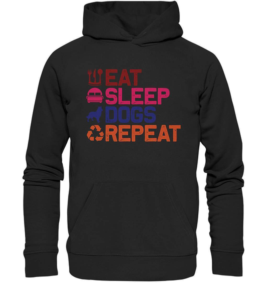 Hunde Tag Eat Sleep Dogs Repeat - Premium Unisex Hoodie-auf den hund gekommen,dog,Eat sleep dogs repeat,geburtstgasgeschenk,geschenkidee,humor,hund,hundebesitzer,hundefan,hundehalter,hundeliebhaber,hundeshirt,spaß