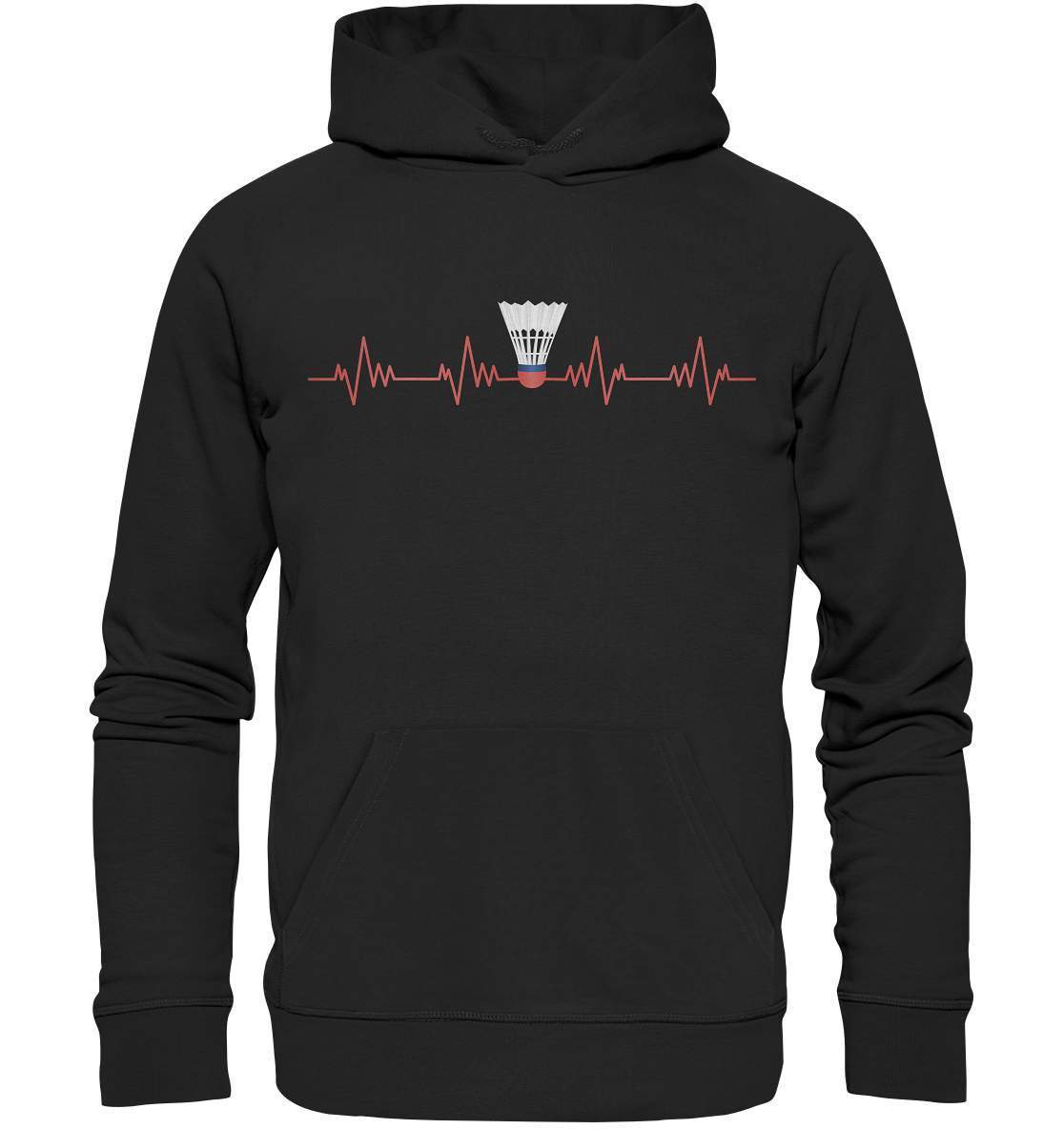 Badminton Ball Pulsschlag Federball Motiv - Premium Unisex Hoodie-badmintin,badminton,Badminton Ball Pulsschlag,badminton fan,badminton geschenk,badminton liebhaber,badminton schläger,badminton spieler,ballsport,federball,funshirt,sport,tennis langsam