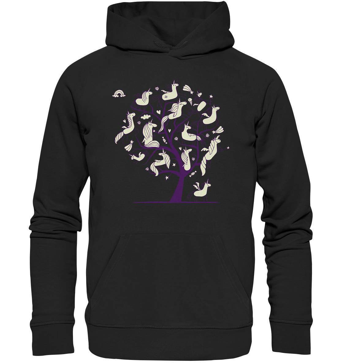 Einhornbaum einzigartiges Einhorn Motiv - Premium Unisex Hoodie-Baum,challenge accepted,comic,coole,einhorn,einhornbaum,fabel,fabelwesen,fantastisch,fantasy,farbe,fuck yeah,galopp,legende,legendär,myth,mythisch,mähne,qualität,regenbogen,style,stylish,wunderbar