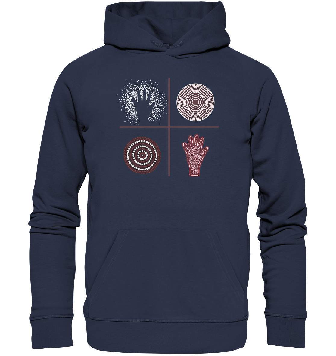 Aboriginal Australian Kunst in Perfektion - Premium Unisex Hoodie-aborigines,dotart,eingeboren,eingeborene australien,hand,kunst australien,Punktart,punkte,Punktkunst,stammeskunst,tasmanisch