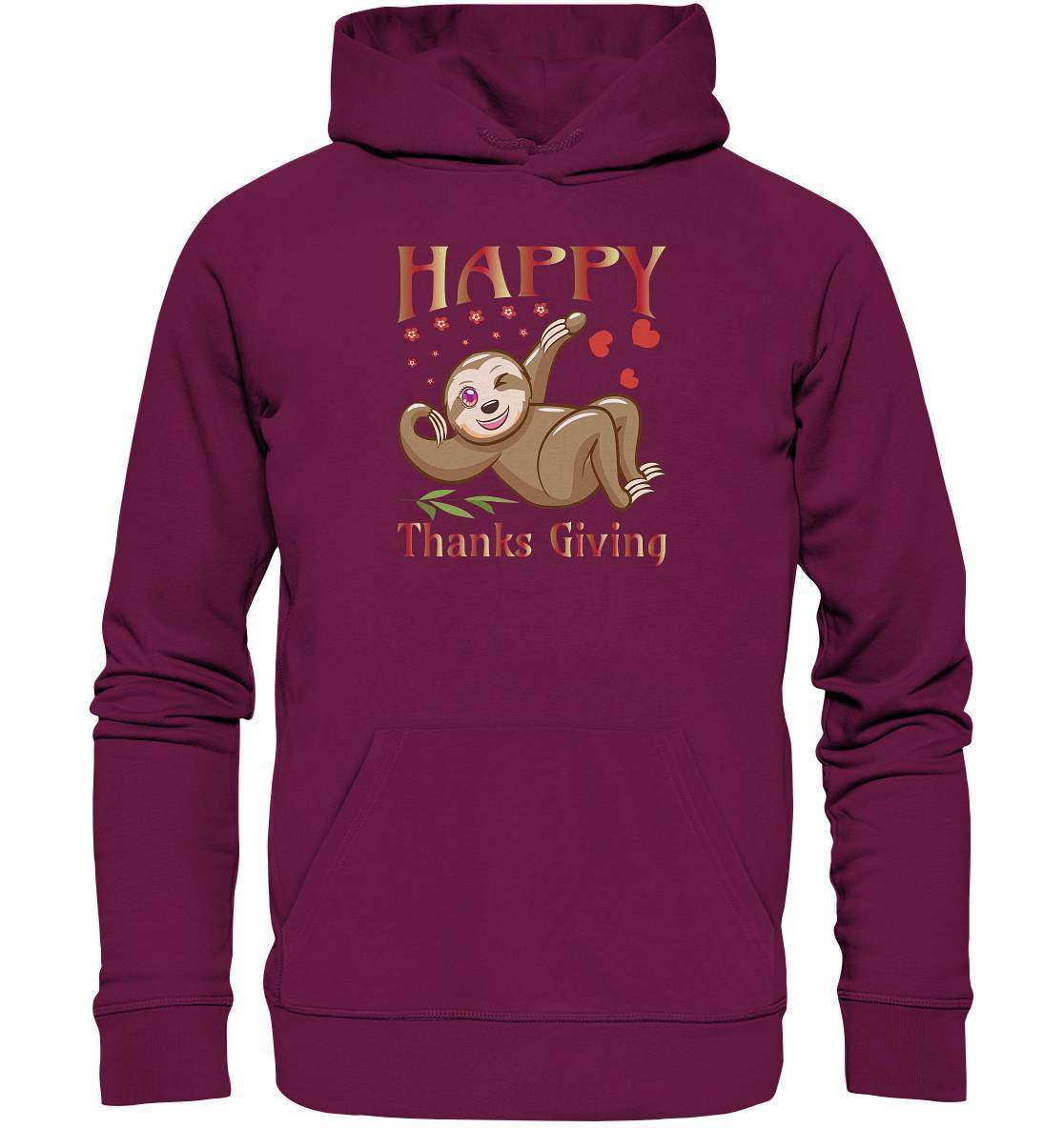 Sloth Happy Thanks Giving - Premium Unisex Hoodie-3 finger faultier,4 Donnerstag November,dankbarkeit,das erste thanksgiving,faultier,friendsgiving,happy Thanks giving,hilfe,riesenfaultier,thanks giving,thanks giving tag,thanks giving ursprung,thanksgiving truthan