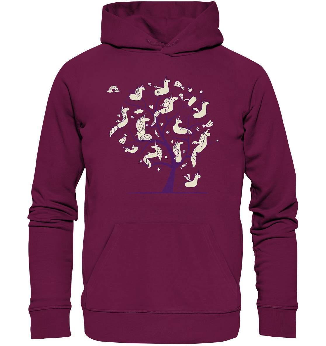 Einhornbaum einzigartiges Einhorn Motiv - Premium Unisex Hoodie-Baum,challenge accepted,comic,coole,einhorn,einhornbaum,fabel,fabelwesen,fantastisch,fantasy,farbe,fuck yeah,galopp,legende,legendär,myth,mythisch,mähne,qualität,regenbogen,style,stylish,wunderbar