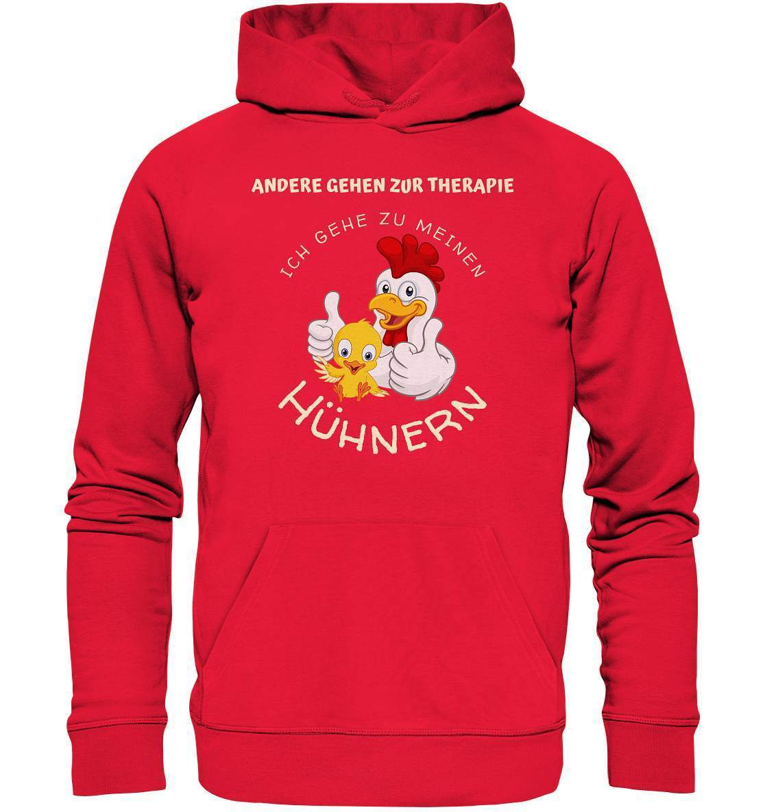 Hühner - Therapie  Lustiges Landwirt Geflügel Bauer - Premium Unisex Hoodie-bauer,geflügel,geflügelverein,Geschenk,geschenkidee,hahn,hobbyzucht,hobbyzüchter,hunh,hähnchen,hähne,hühnchen,hühner,hühner therapie,hühnerfarm,hühnerstall,hühnerzüchter,landwirt,verrücktes Huhn