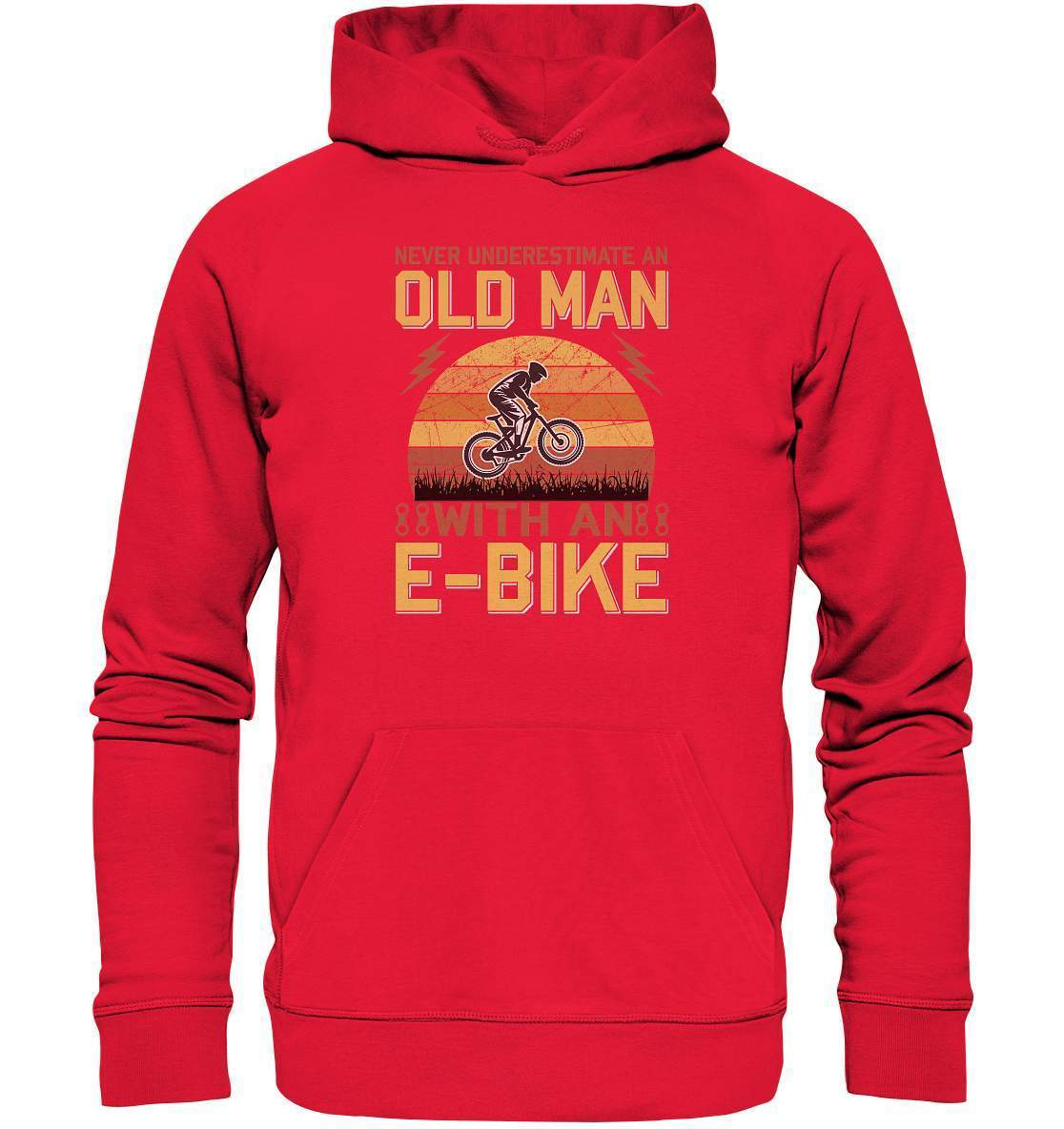 Fahrrad E-Bike Never underestimate an old Man with an E-Bike - Premium Unisex Hoodie-downhill,Fahrrad,fahrradbekleidung,fahrradbekleidung damen,fahrradbekleidung herren,Fahrradfahrer,geschenk für radfahrer,leidenschaft,Mountain Bike,Never underestimate an old Man,Radfahrer,radfahrer nebeneinander,xxl fahrrad