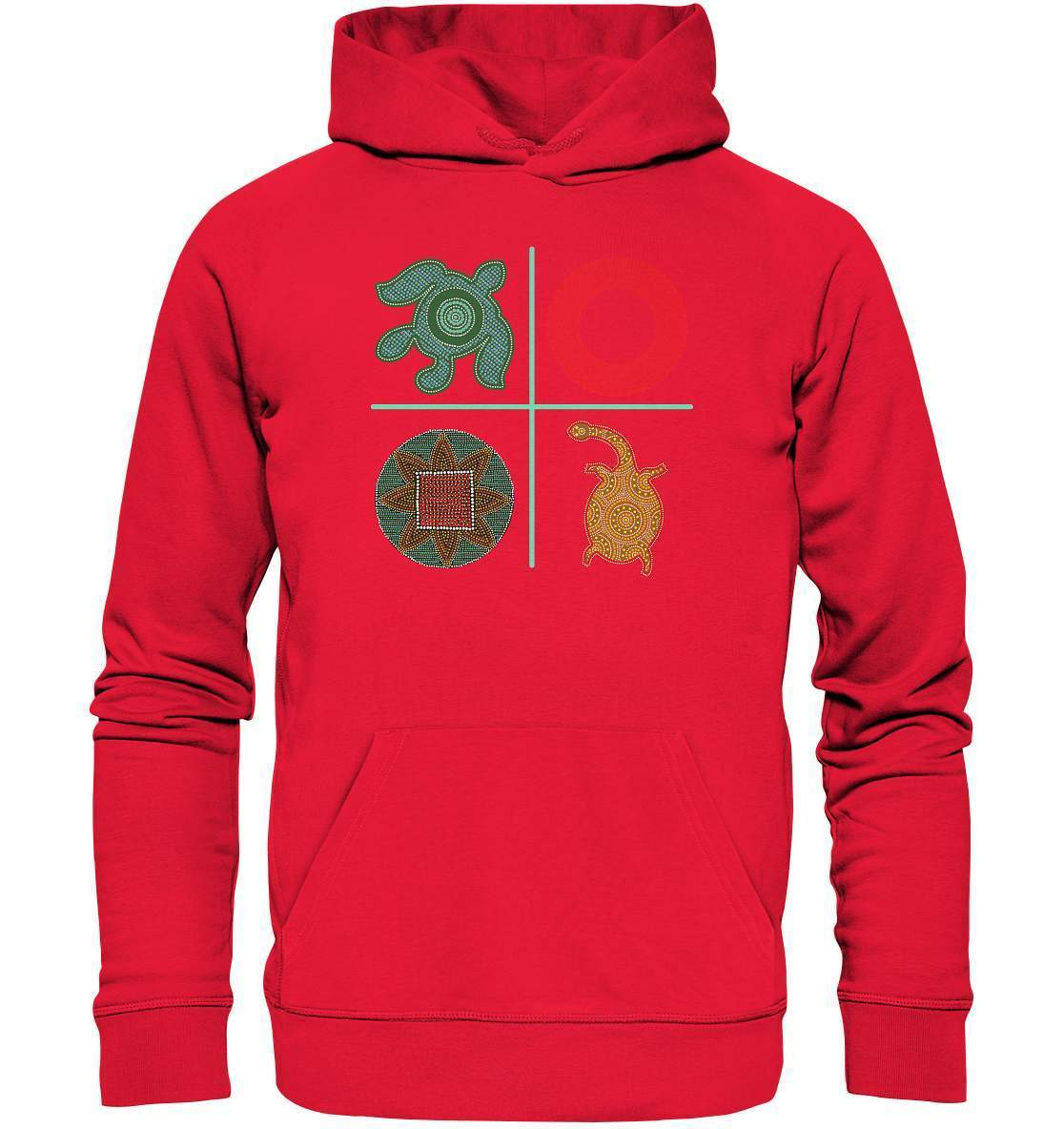 Aboriginal Australian Kunst in Perfektion - 4 Elemente - Premium Unisex Hoodie-aborigines,dotart,dots,eingeboren,eingeborene australien,hand,kreise,kunst australien,Punktart,punkte,Punktkunst,Schildkröte,stammeskunst,tasmanisch,turtle