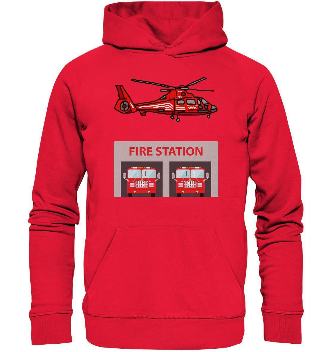 Feuerwehr Helikopter Fire Station - Premium Unisex Hoodie-berufsfeuerwehr,feuerwehr,Feuerwehrfrau,Feuerwehrmann,freiwillige feuerwehr,geschenk,helikopter,jugendfeuerwehr,jungen,mädchen