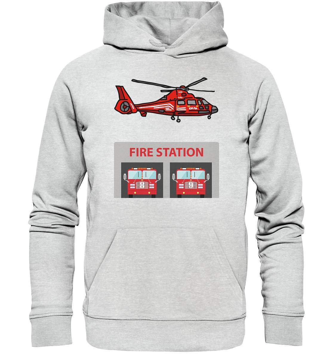 Feuerwehr Helikopter Fire Station - Premium Unisex Hoodie-berufsfeuerwehr,feuerwehr,Feuerwehrfrau,Feuerwehrmann,freiwillige feuerwehr,geschenk,helikopter,jugendfeuerwehr,jungen,mädchen