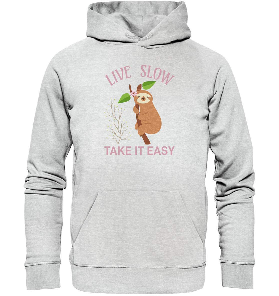 Faultier Live Slow Take it Easy - Premium Unisex Hoodie-3 finger faultier,3 zehen faultier,das faultier,ein faultier,faul,Faultier,faultier shirt,faultier t shirt damen,faultierfarm,faultiermotiv,Live Slow Take it Easy,riesenfaultier,t-shirt mit faultier