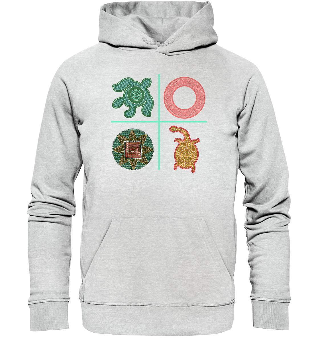 Aboriginal Australian Kunst in Perfektion - 4 Elemente - Premium Unisex Hoodie-aborigines,dotart,dots,eingeboren,eingeborene australien,hand,kreise,kunst australien,Punktart,punkte,Punktkunst,Schildkröte,stammeskunst,tasmanisch,turtle